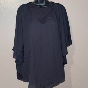 A468290 **Dennis Basso Italia Knit Top with Woven Overlay